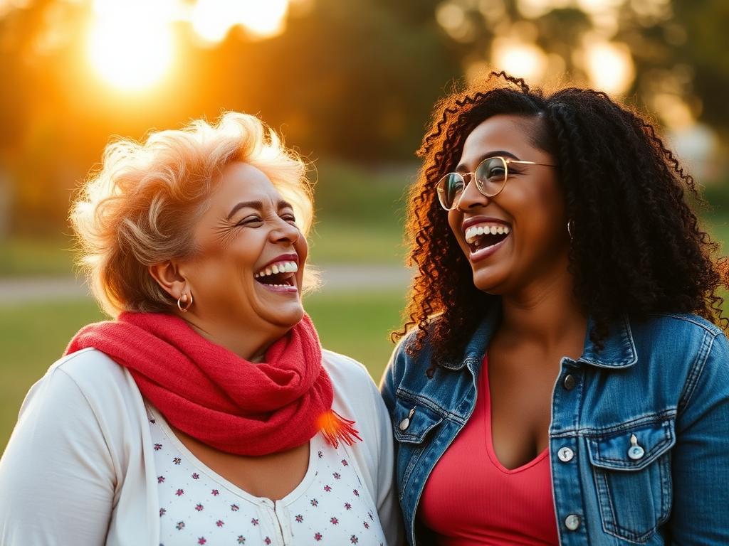 Two women laughing together